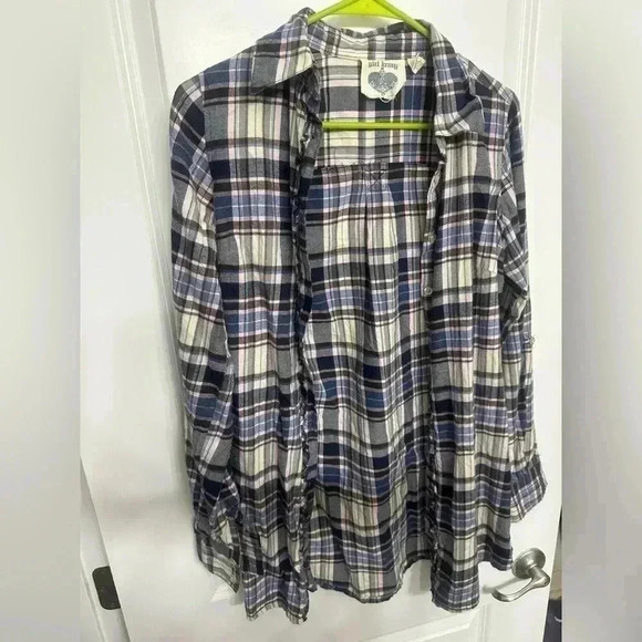 Super Comfy! Girl Krazy Flannel Button Down Long Sleeve Top / Women’s Size Small - Picture 6 of 15